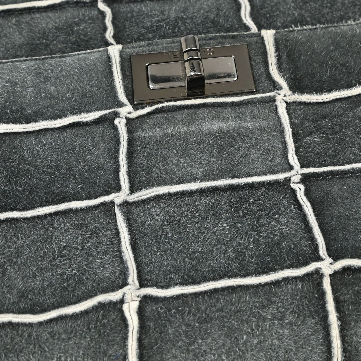 Chanel Accordion Reissue Flap Patchwork Suede, Gray, Suede, Handbag