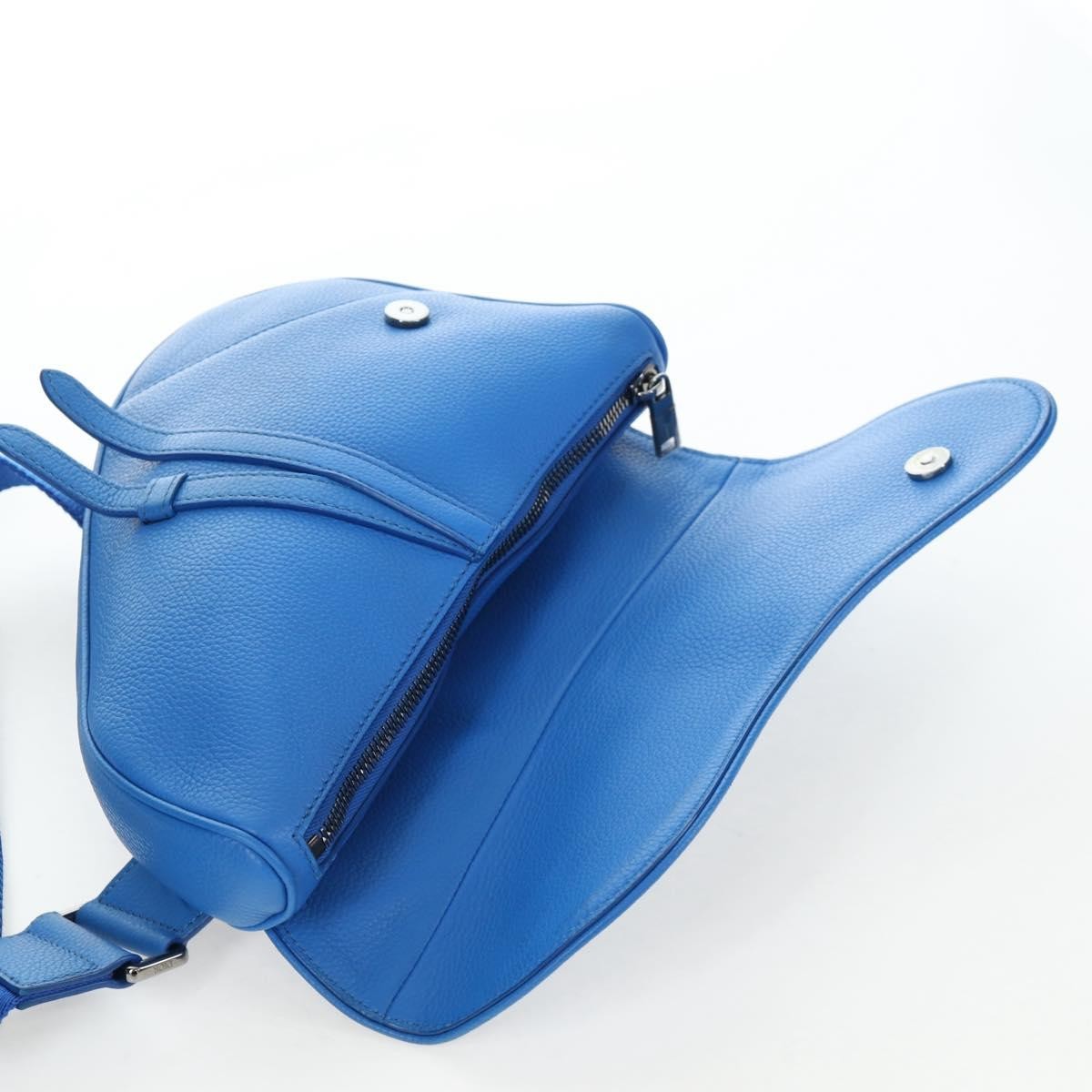 Christian Dior Saddle Leather, Blue, Leather, Crossbody Bag