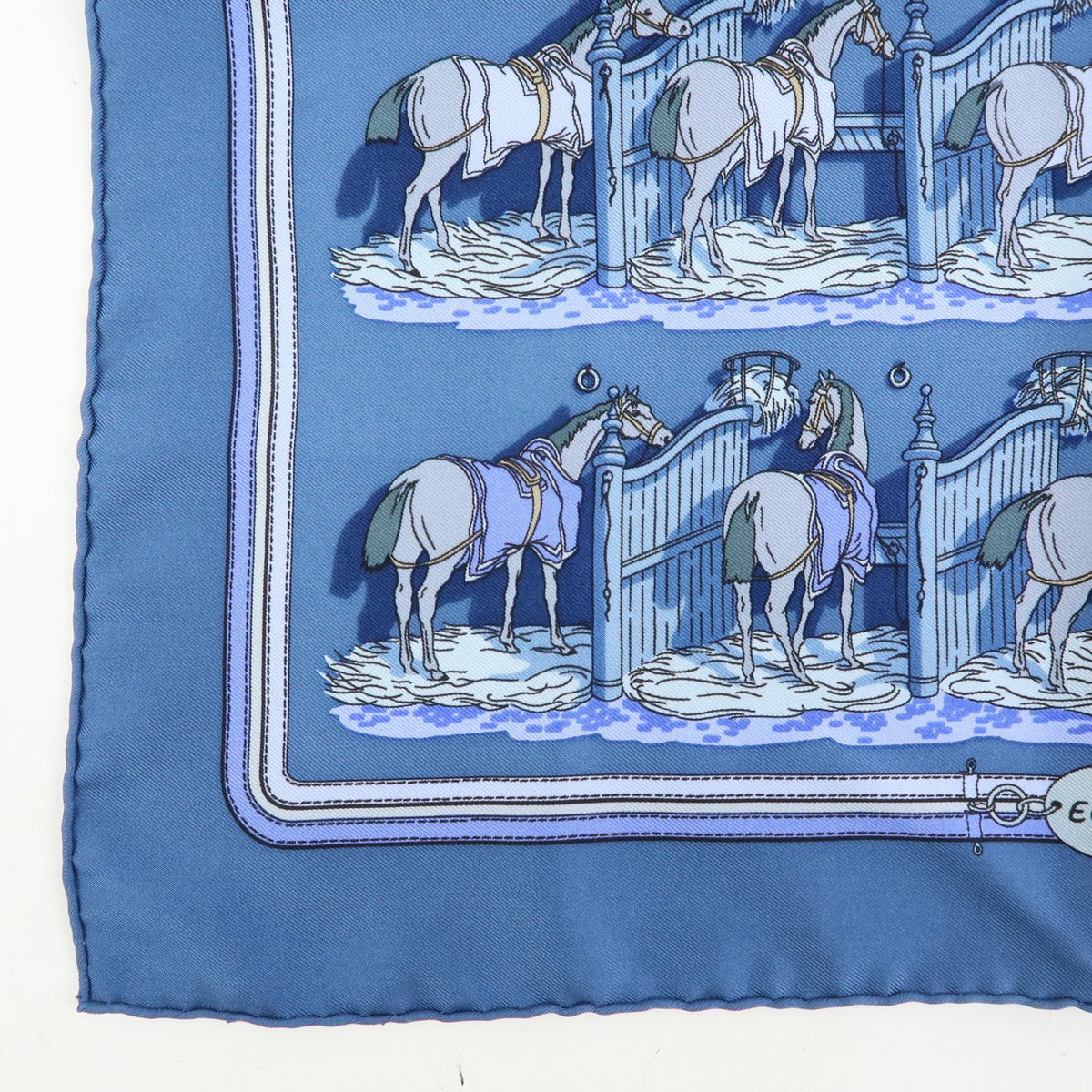 Hermes Carré 42 Silk, Blue, Silk, Scarf