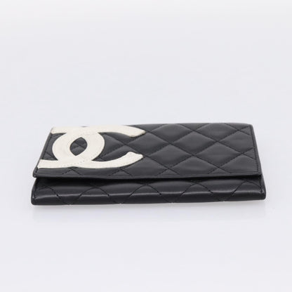 Chanel Cambon Flap Card Case Quilted Lambskin, Black, Leather, Card Holder