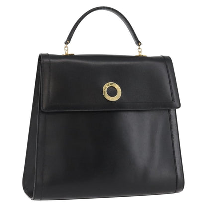 Celine Top Handle Leather, Black, Leather, Handbag