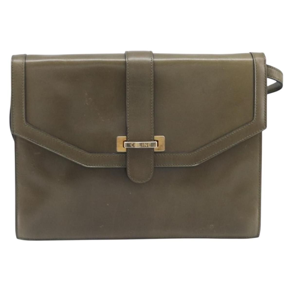 Celine Shoulder Leather, Khaki, Leather, Shoulder Bag
