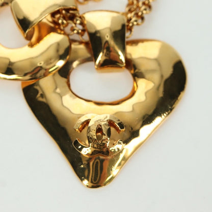 Chanel Vintage CC Heart Pendant Long Metal, Gold, Metal, Necklace