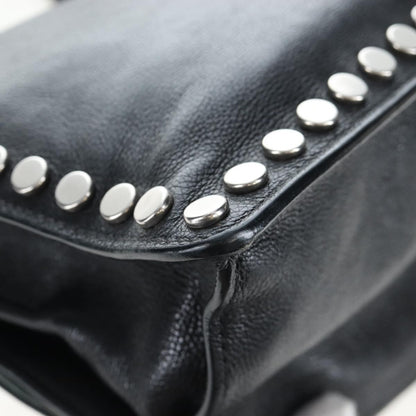 Prada Etiquette Flap Studded Glace Calfskin, Black, Leather, Handbag