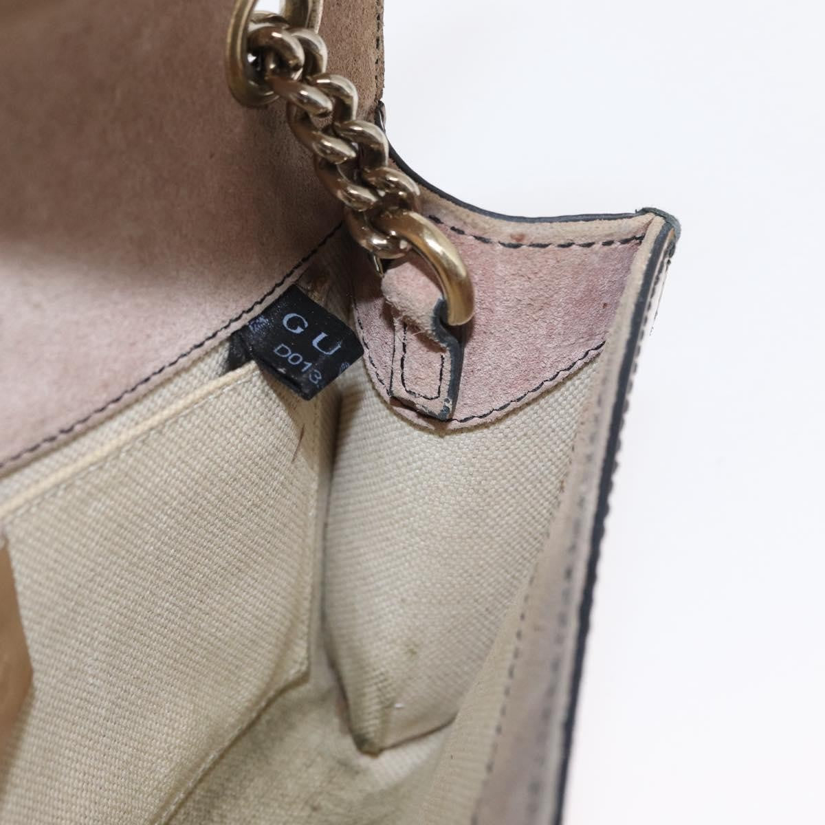Gucci Emily Chain Flap Patent, Beige, Patent Leather, Shoulder Bag
