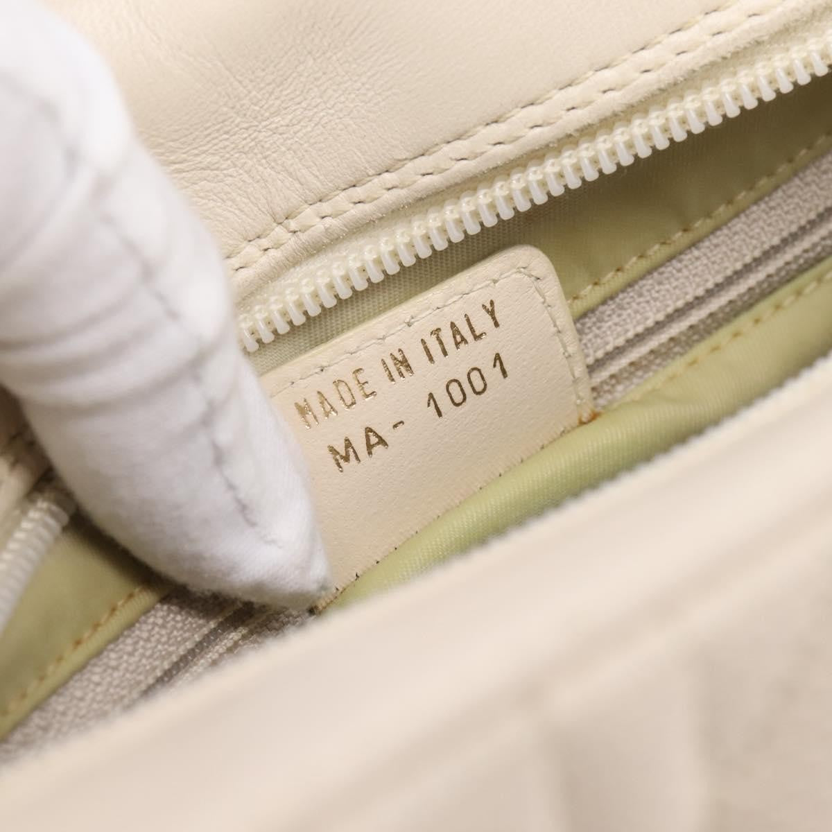 Christian Dior Vintage Leather, White, Leather, Tote Bag