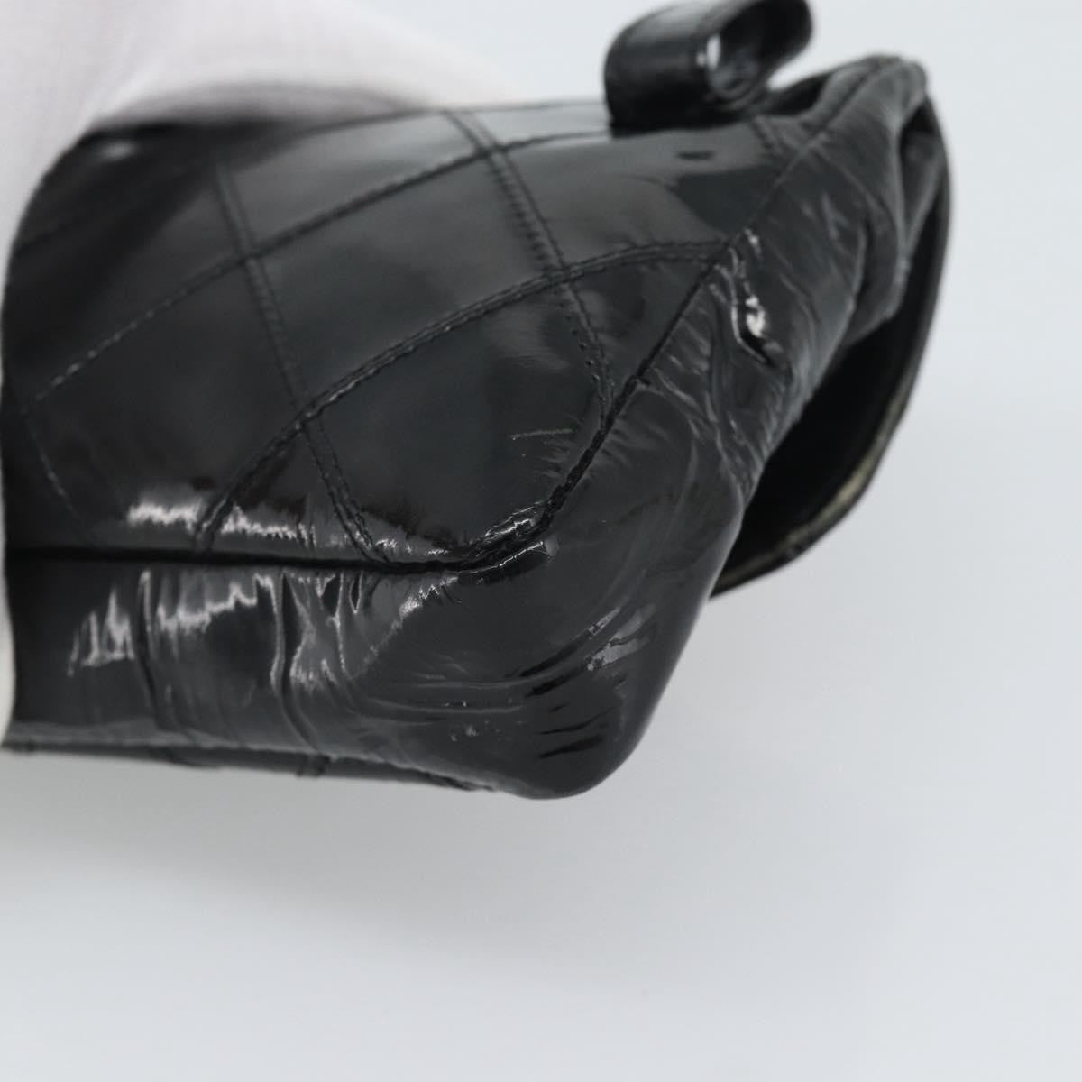 Chanel CC Flap Belt Quilted Lambskin, Black, Patent Leather, Clutch