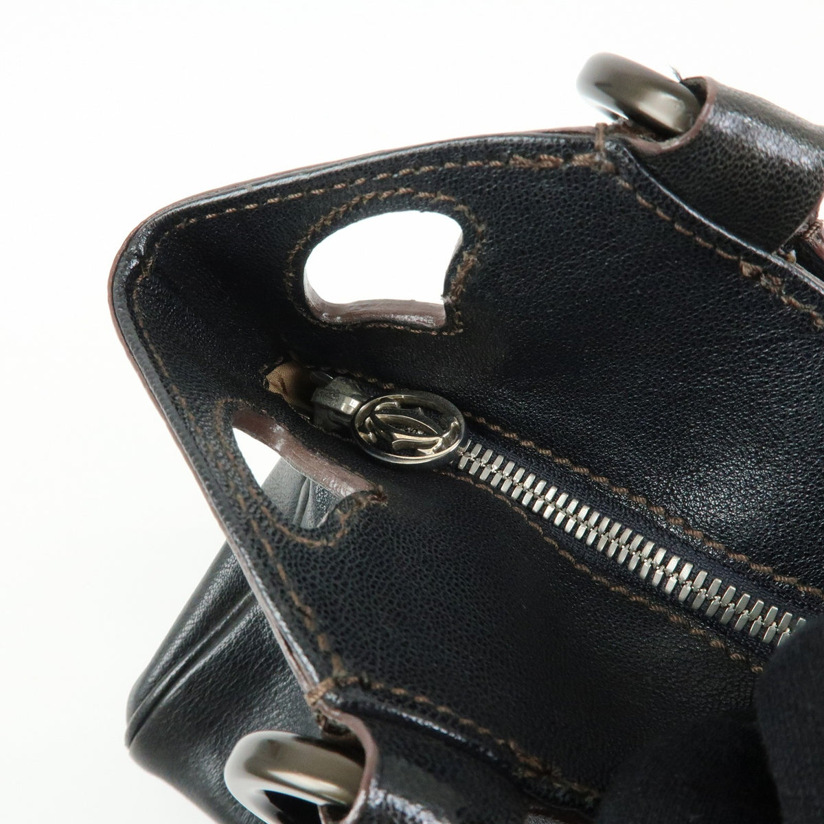 Cartier Marcello Leather, Black, Leather, Handbag