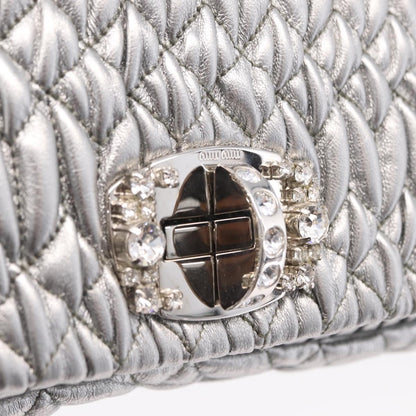 Miu Miu Crystal Clutch Matelasse Leather, Silver, Leather, Clutch