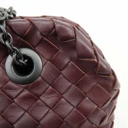 Bottega Veneta Double Chain Intrecciato Nappa, Burgundy, Leather, Tote Bag
