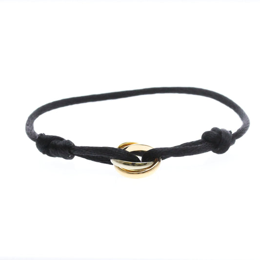 Cartier Trinity On Cord Silk Cord with 18K Tricolor Gold, Gold, Yellow Gold, Bracelet
