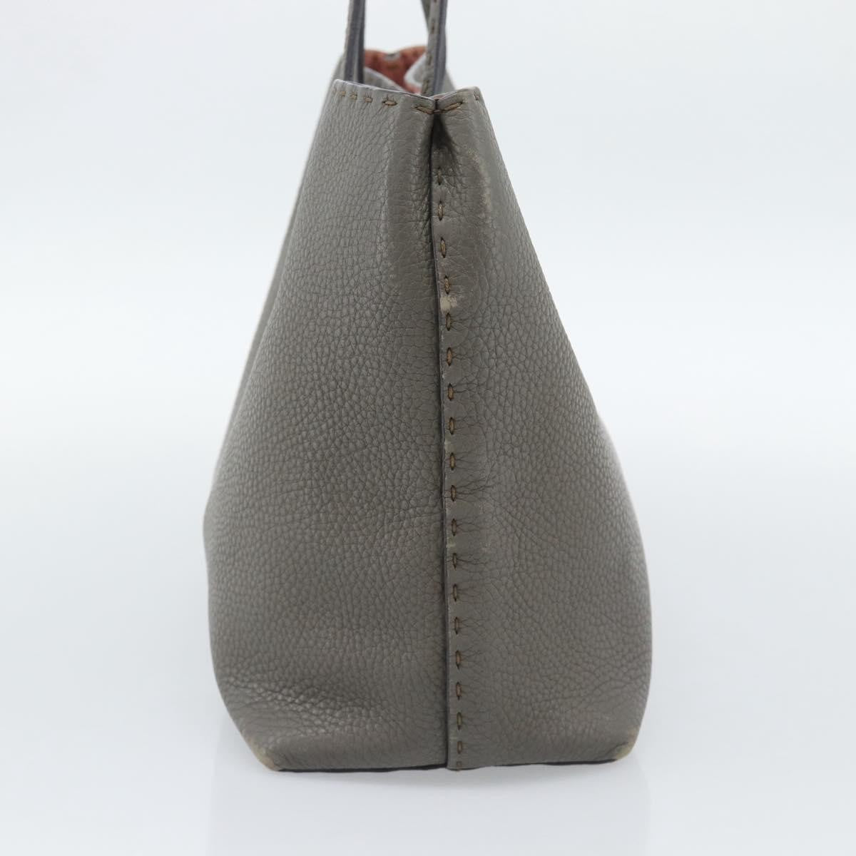 Fendi Selleria Carla Leather, Gray, Leather, Tote Bag