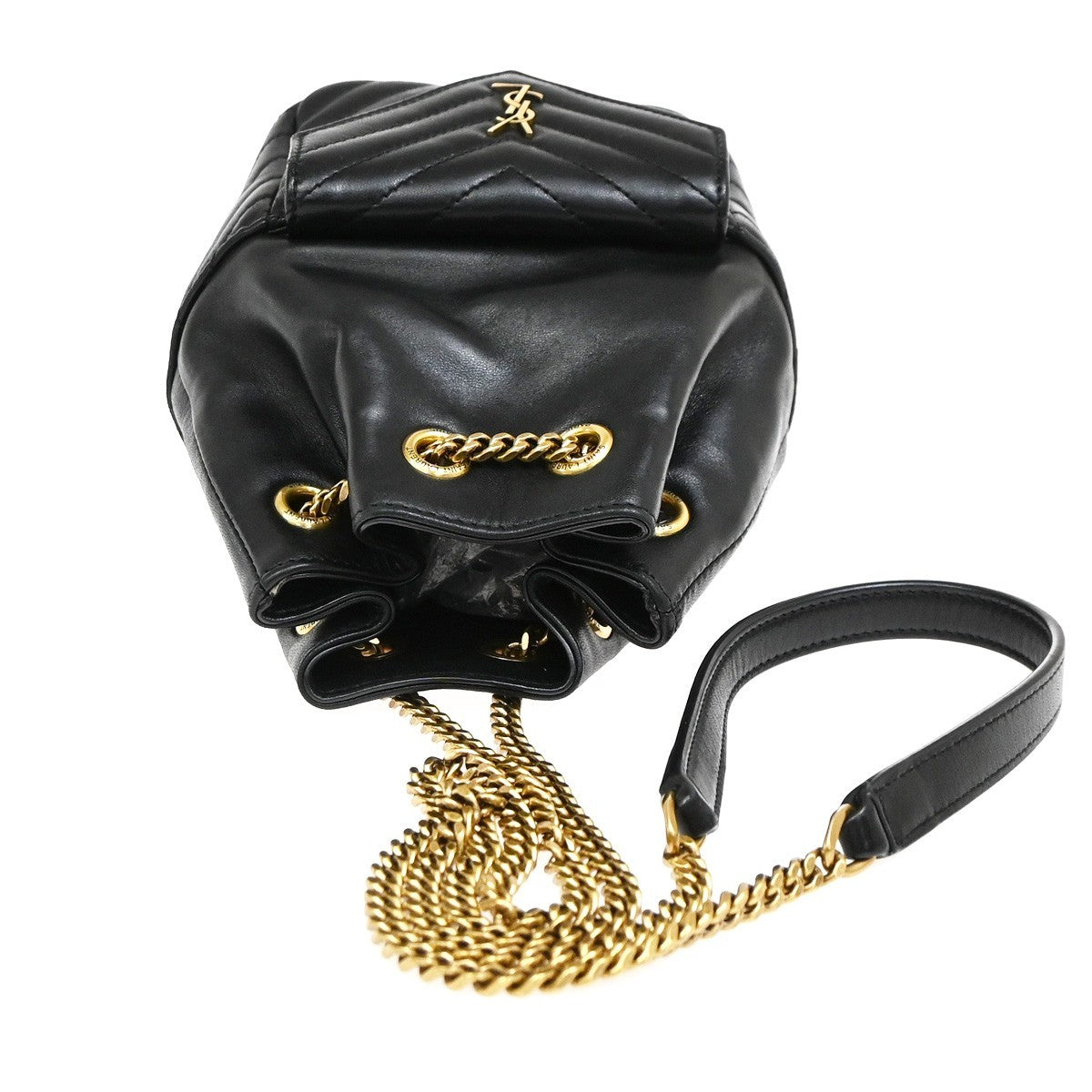 Saint Laurent Joe Bucket Matelasse Chevron Leather, Black, Leather, Handbag