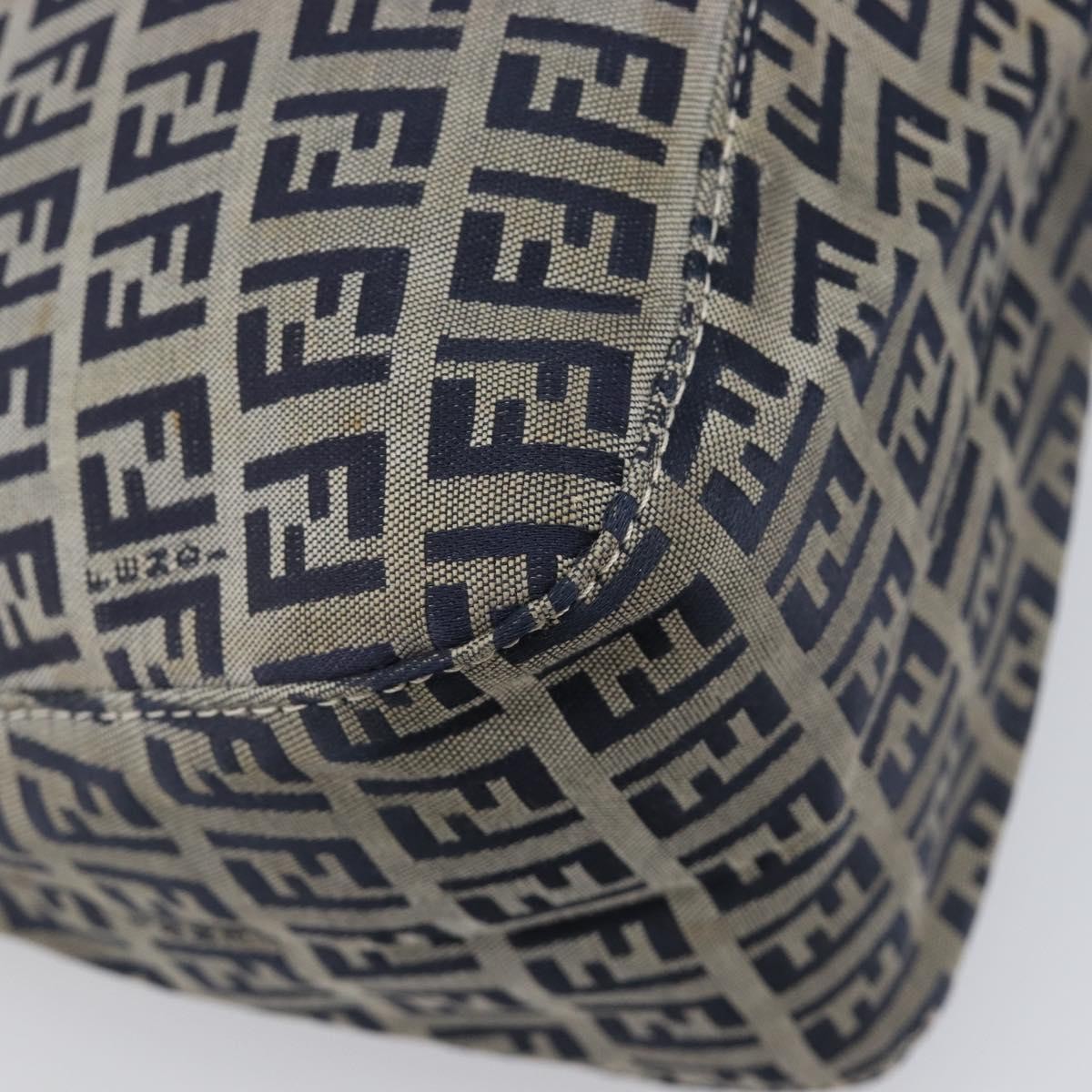 Fendi Zucchino Mamma Baguette Canvas, Navy, Canvas, Shoulder Bag
