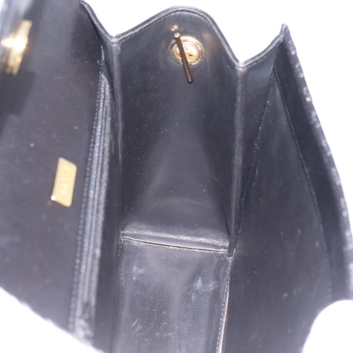 Bally Vintage Chain Quilted Leather, Black, Leather, Shoulder Bag