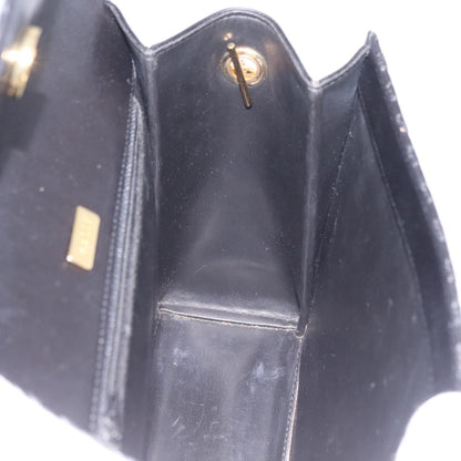 Bally Vintage Chain Quilted Leather, Black, Leather, Shoulder Bag