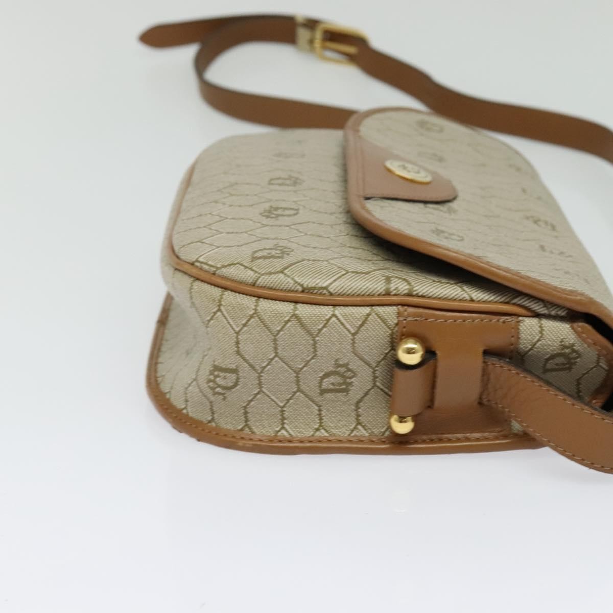Christian Dior Vintage Honeycomb Canvas, Beige, Canvas, Shoulder Bag