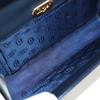 Cartier Sapphire Line Leather, Navy, Leather, Shoulder Bag