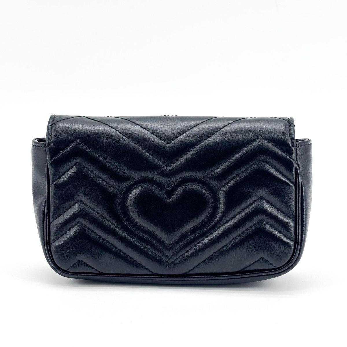Gucci GG Marmont Flap Matelasse Leather, Black, Calfskin, Handbag