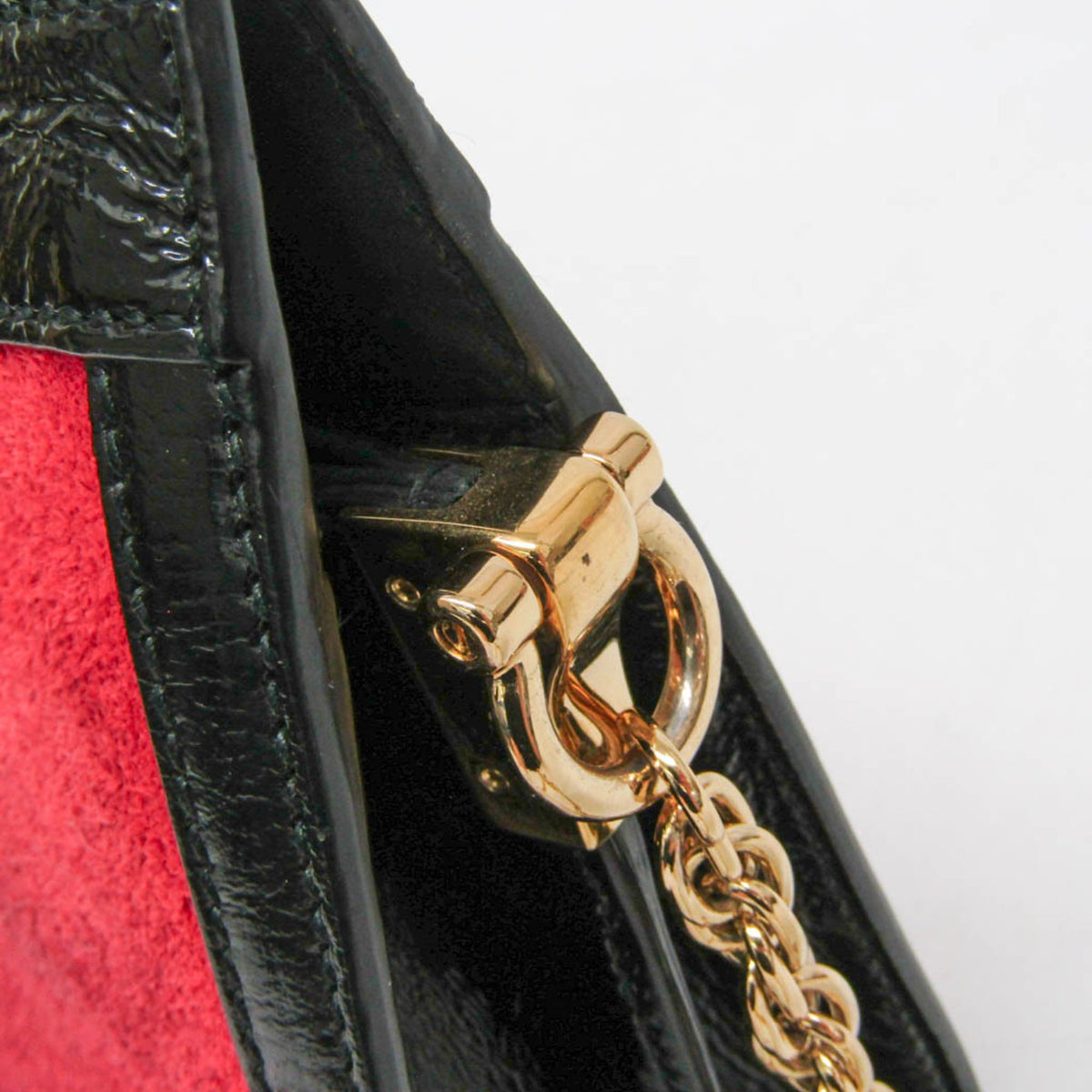 Gucci Ophidia Chain Suede, Red, Leather, Shoulder Bag