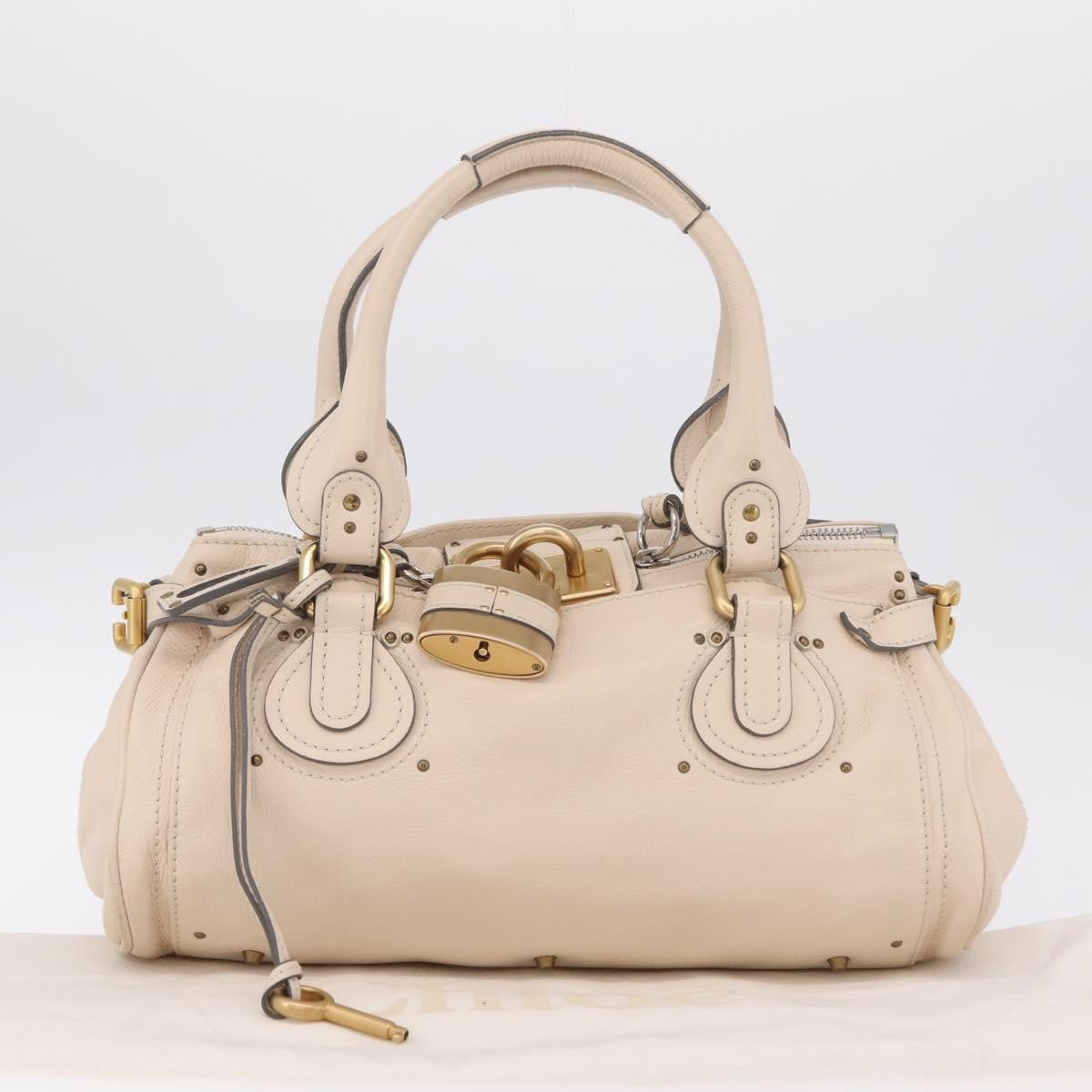 Chloe Paddington Lock Leather, Beige, Leather, Handbag
