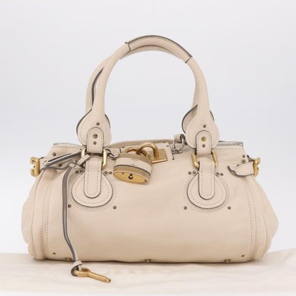 Chloe Paddington Lock Leather, Beige, Leather, Handbag