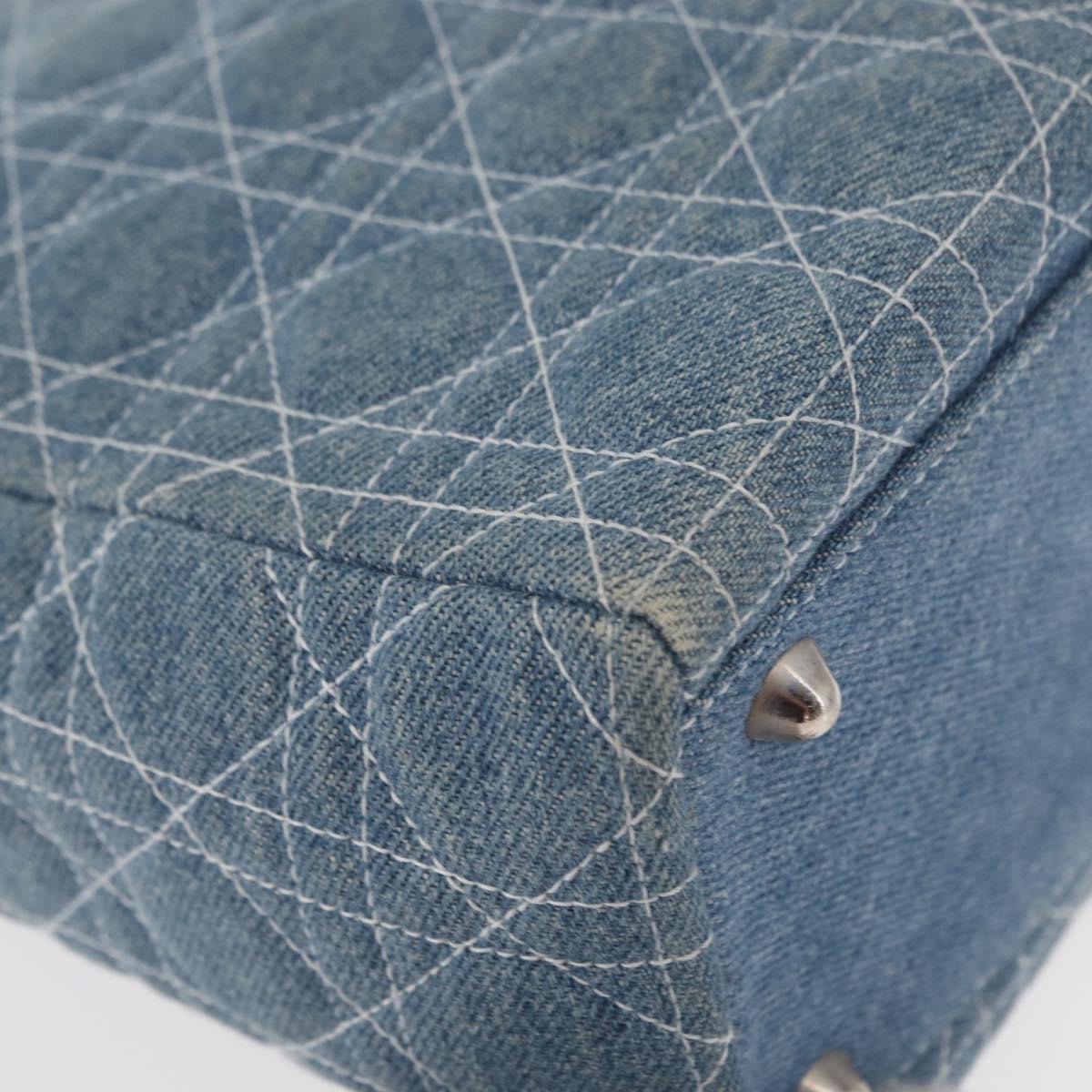 Christian Dior Vintage Lady Dior Bag Cannage Quilt Denim, BLUE, CANVAS, Tote bag