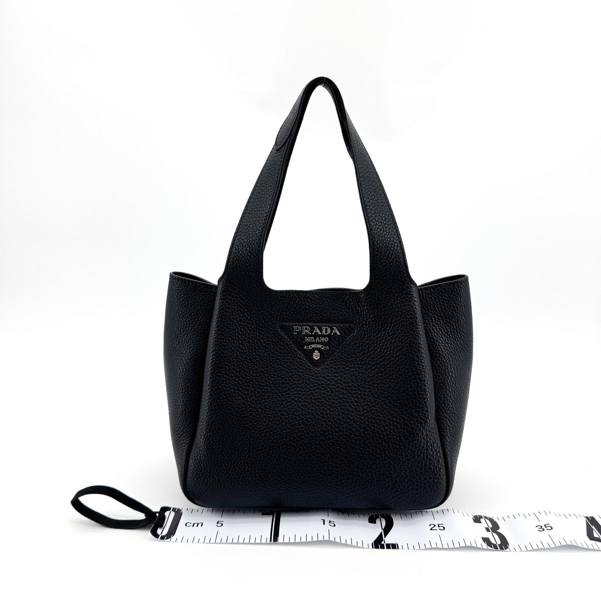 Prada Flou Dynamique Open Vitello Daino, Black, Leather, Tote Bag