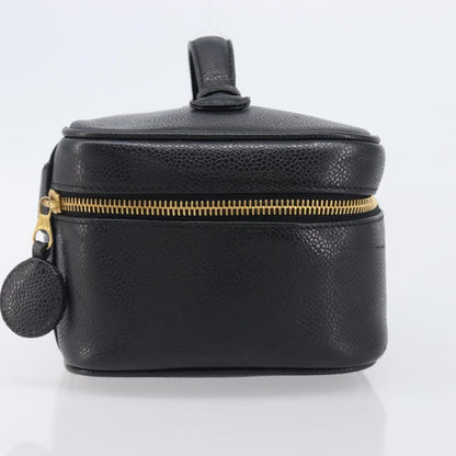 Chanel Vintage Timeless Cosmetic Case Caviar, Black, Leather, Clutch