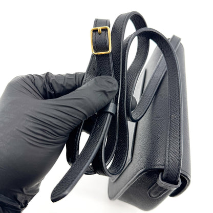 Celine Trotteur Calfskin, Black, Leather, Crossbody Bag