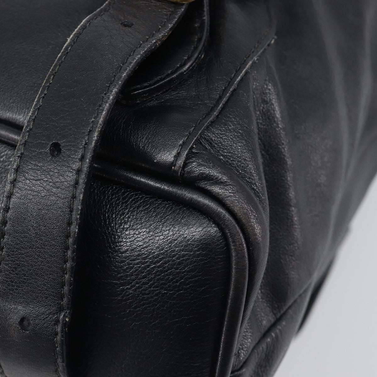 Gucci Vintage Bamboo Leather, Black, Leather, Backpack