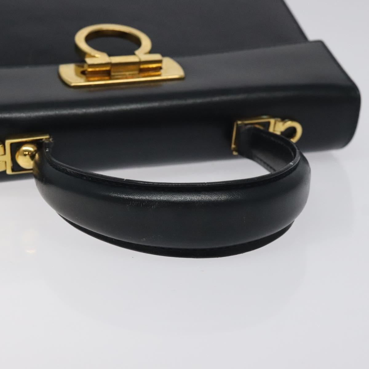 Salvatore Ferragamo Convertible Top Handle Leather, Black, Leather, Handbag