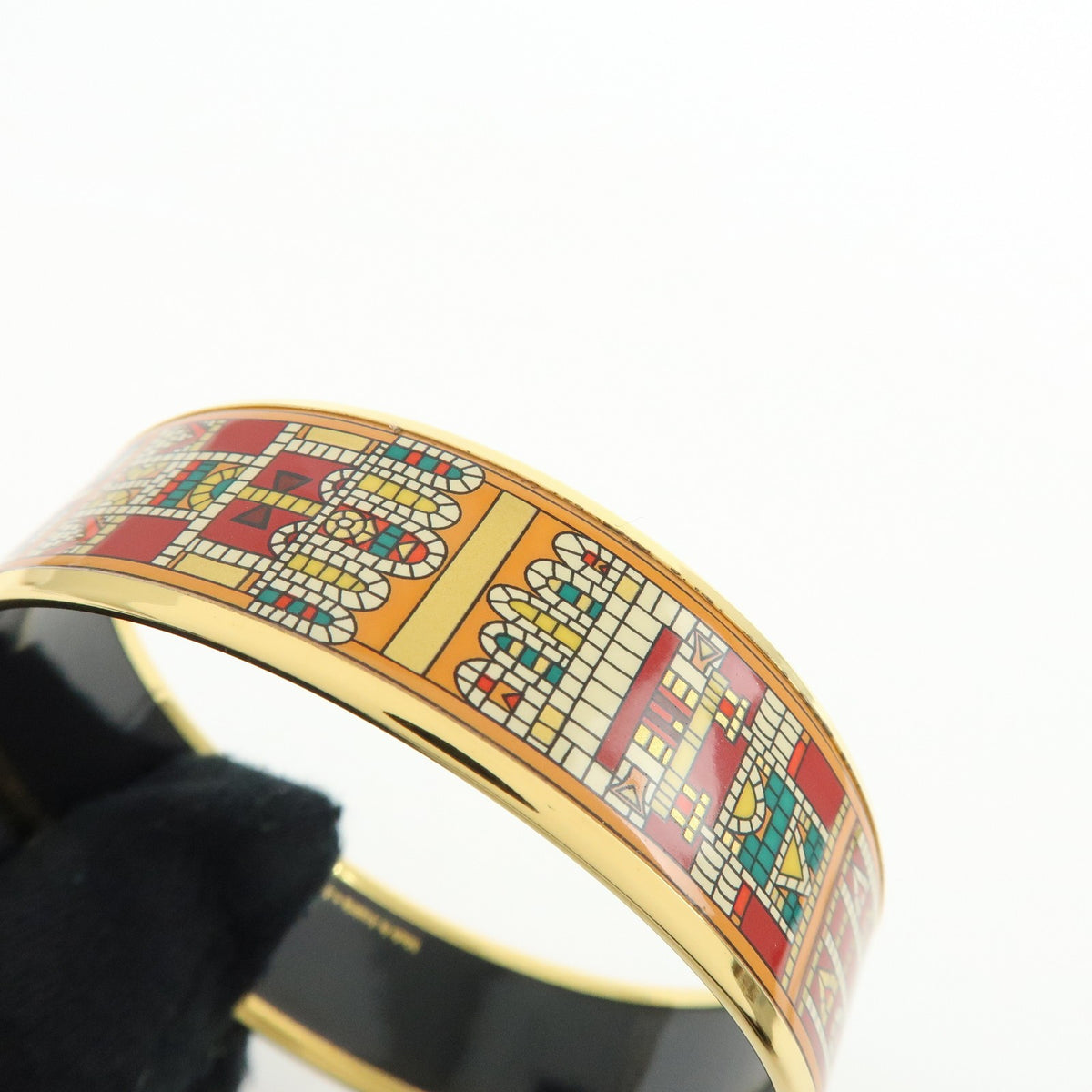Hermes Caleche Bangle Enamel, Gold, Gold Plated, Bracelet