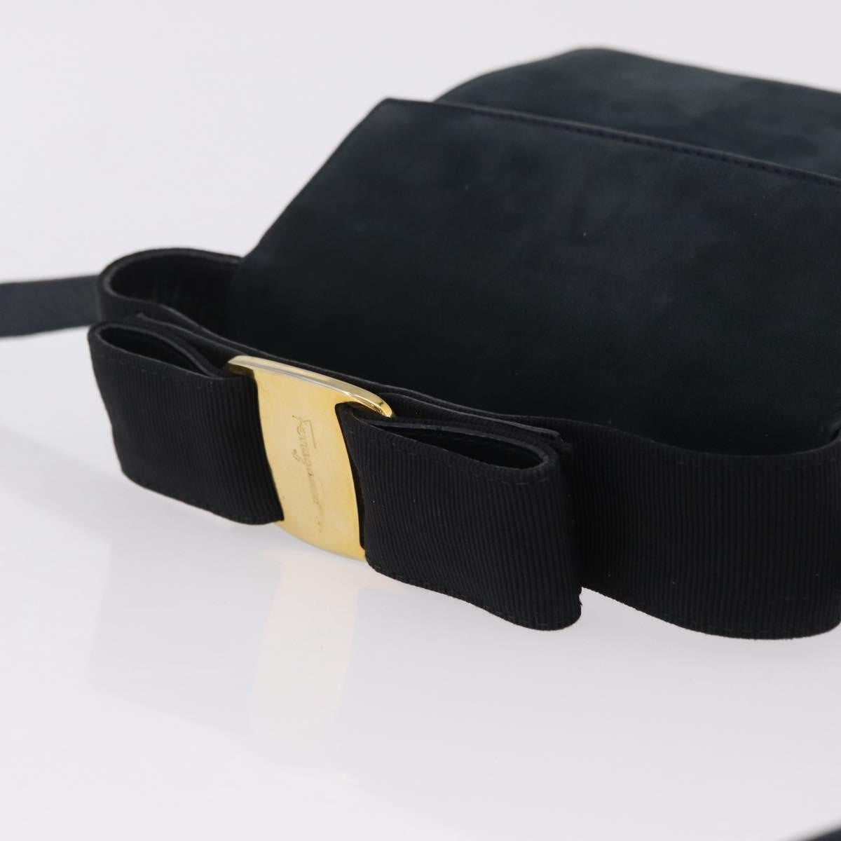 Salvatore Ferragamo Vala Suede, Navy, Suede, Shoulder Bag