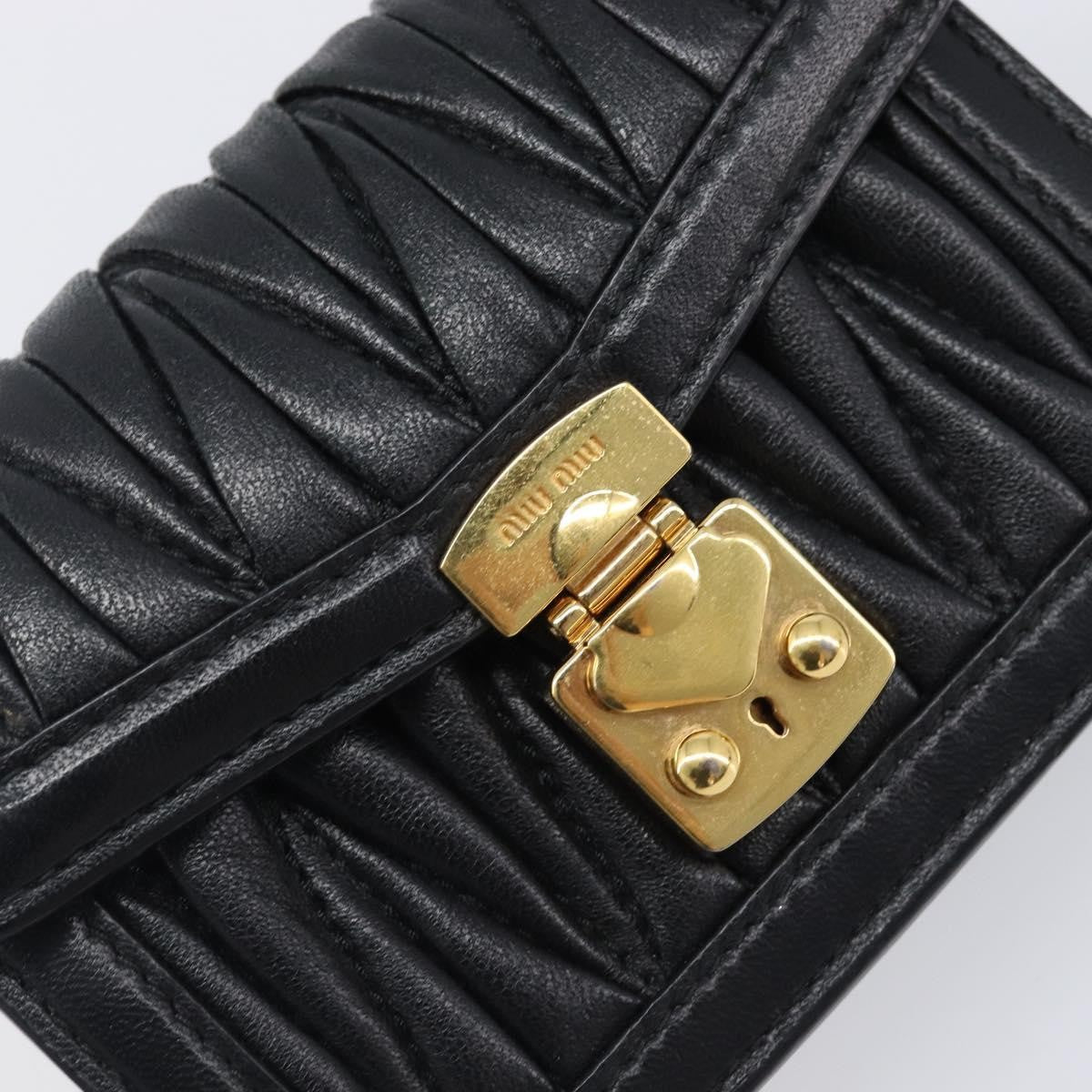 Miu Miu Biker Chain Matelasse Leather, Black, Leather, Shoulder Bag