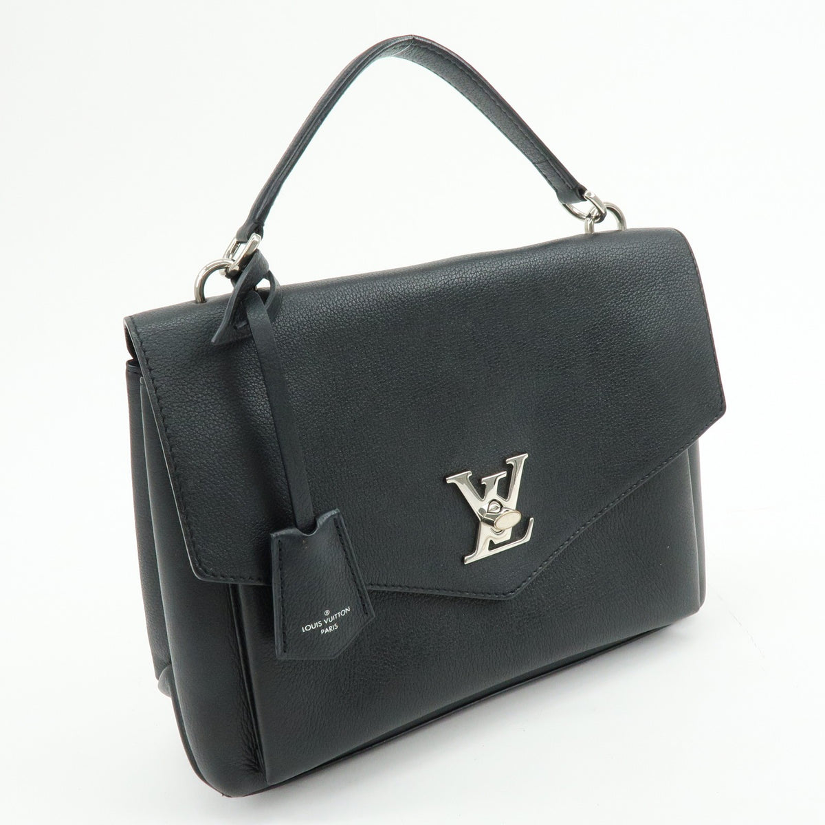 Louis Vuitton Lockme Ever Leather, Black, Leather, Handbag