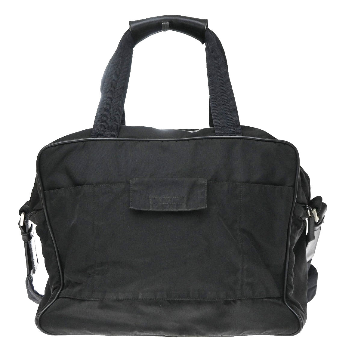 Prada Expandable Front Zip Boston Tessuto, Black, Nylon, Handbag
