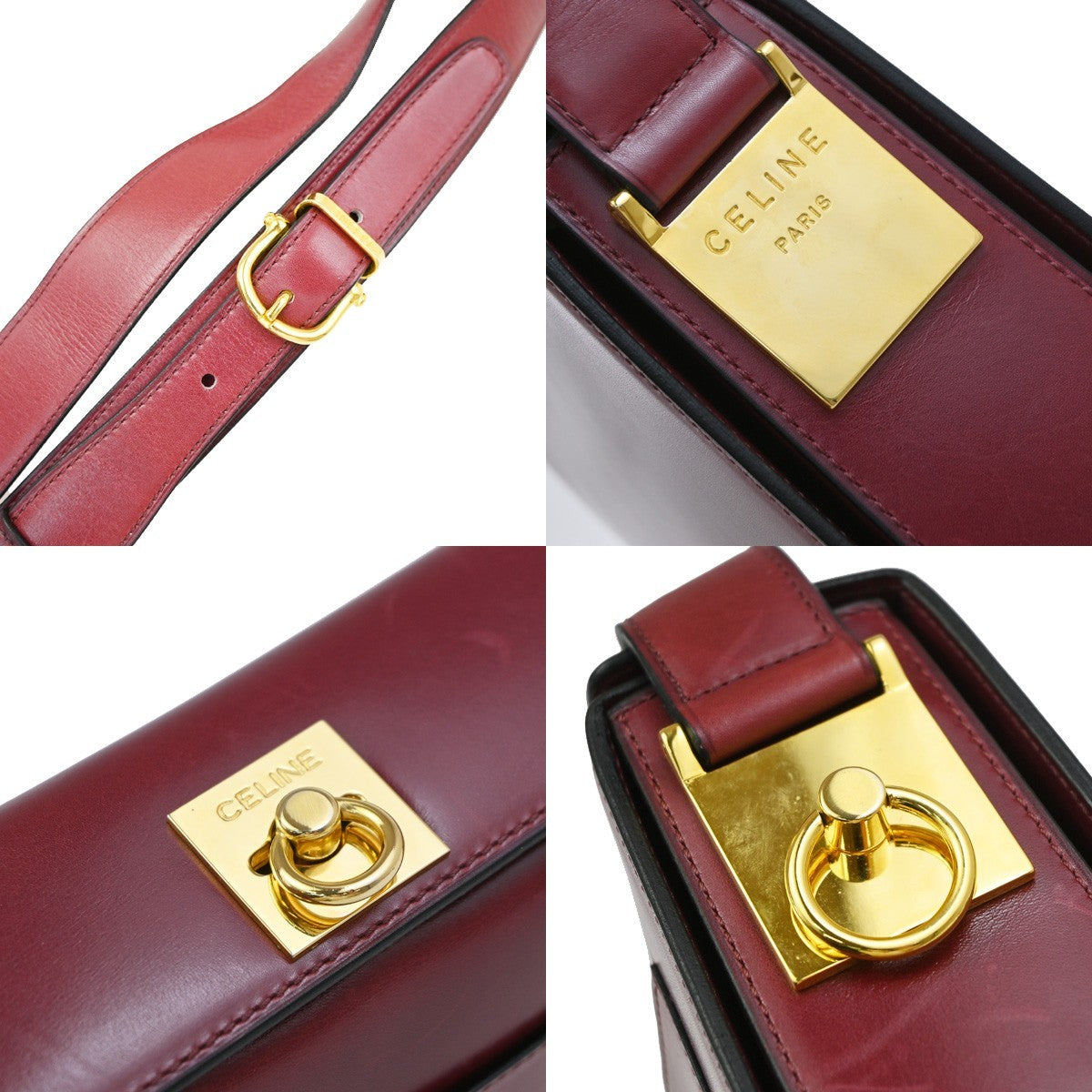 Celine Vintage Leather, Red, Leather, Shoulder Bag