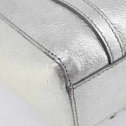 Balenciaga Everyday Glitter Leather, Silver, Leather, Tote Bag