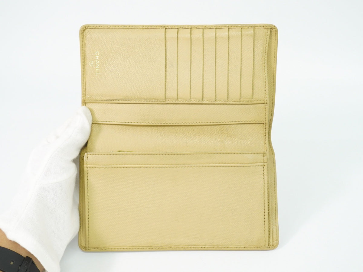 Chanel CC bifold wallet leather, Beige, Leather, Wallet