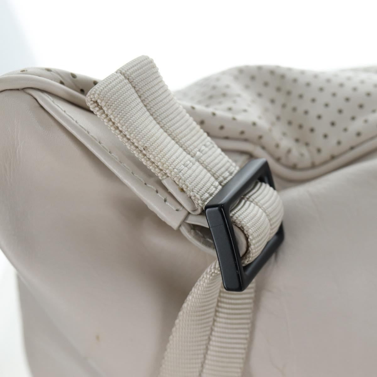 Bottega Veneta Drawstring Perforated Leather, Beige, Leather, Shoulder Bag