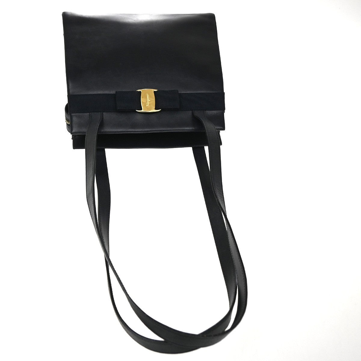 Salvatore Ferragamo Vintage Vara Bow Lizard Embossed Leather, Navy, Leather, Tote Bag