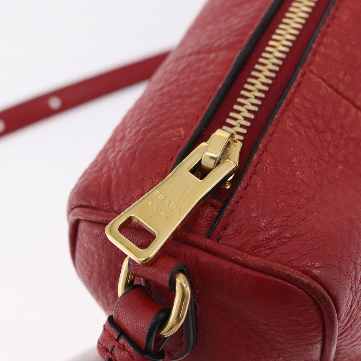 Prada Barrel Vitello Phenix, Red, Leather, Crossbody Bag