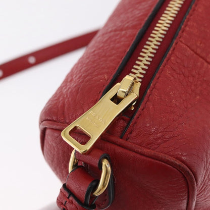 Prada Barrel Vitello Phenix, Red, Leather, Crossbody Bag