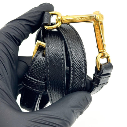 Prada Galleria Double Zip Saffiano Leather, Black, Leather, Tote Bag