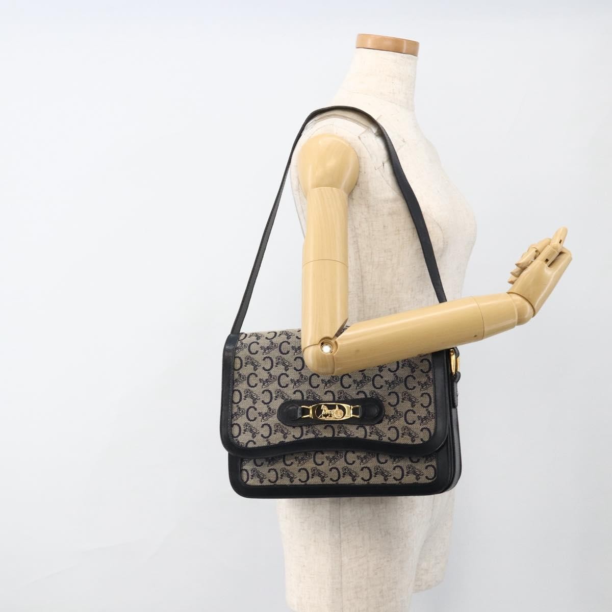 Celine C Sulky Horse carriage Canvas, Navy, Canvas, Handbag