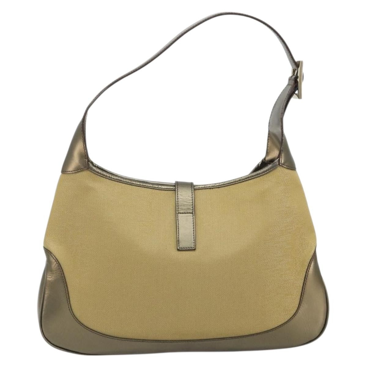 Gucci Web Jackie O Hobo Canvas, Gold, Canvas, Shoulder Bag