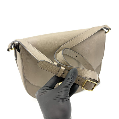 Celine Trotteur Grainy Leather, Beige, Calfskin, Crossbody Bag