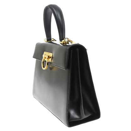 Salvatore Ferragamo Convertible Top Handle Leather, Black, Leather, Handbag