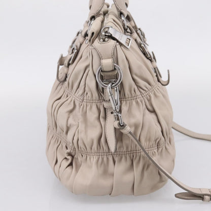Prada Gaufre Convertible Nappa Leather, Gray, Leather, Tote Bag